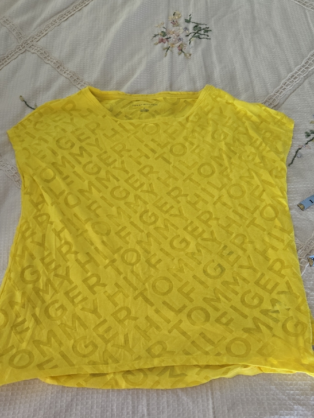 Tommy Hilfiger Bright Yellow Sheer Logo Short Sleeve Tee